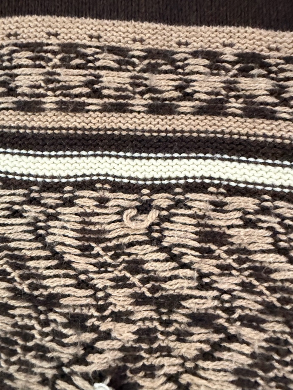 ANTHROPOLOGIE PILCRO Patchwork Cardigan Sweater Brown Fair Isle M - Picture 16 of 16